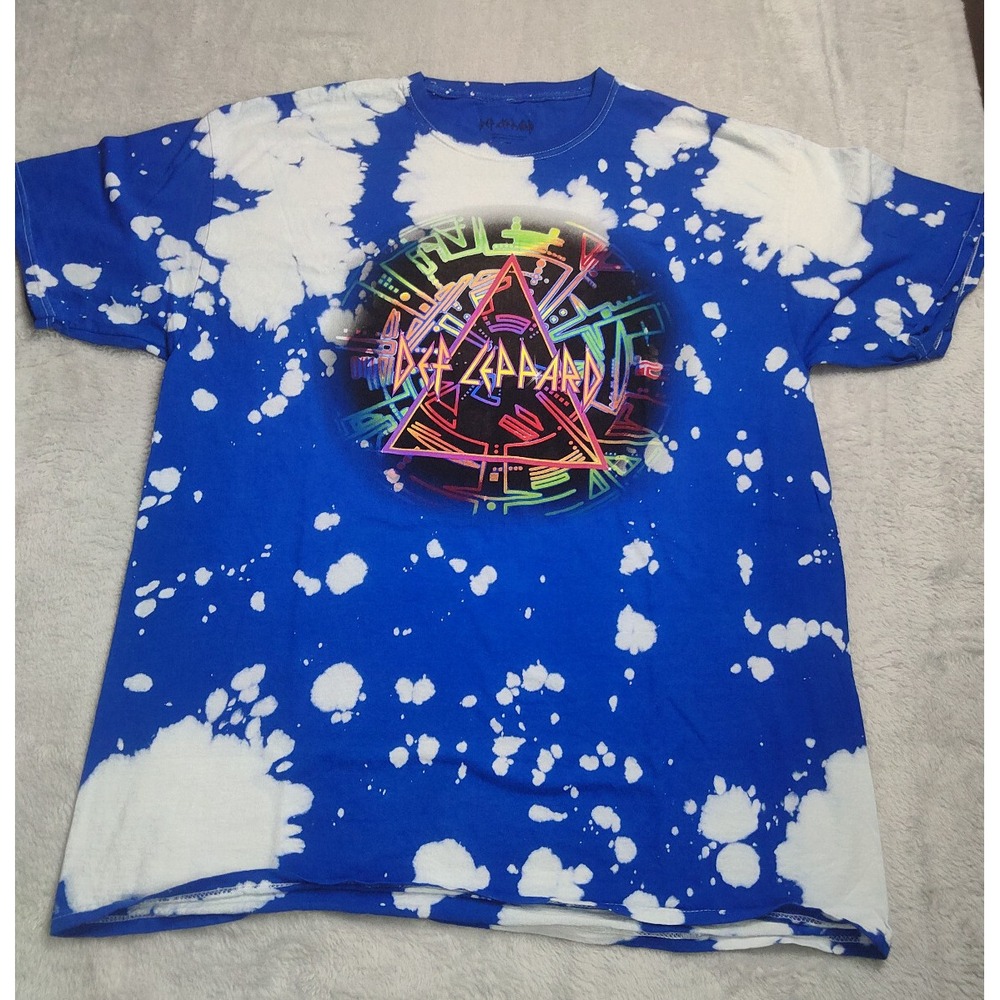 Def Leppard Band TShirt Tie Dye Blue Unisex Music Tee Merch XL Heavy Metal